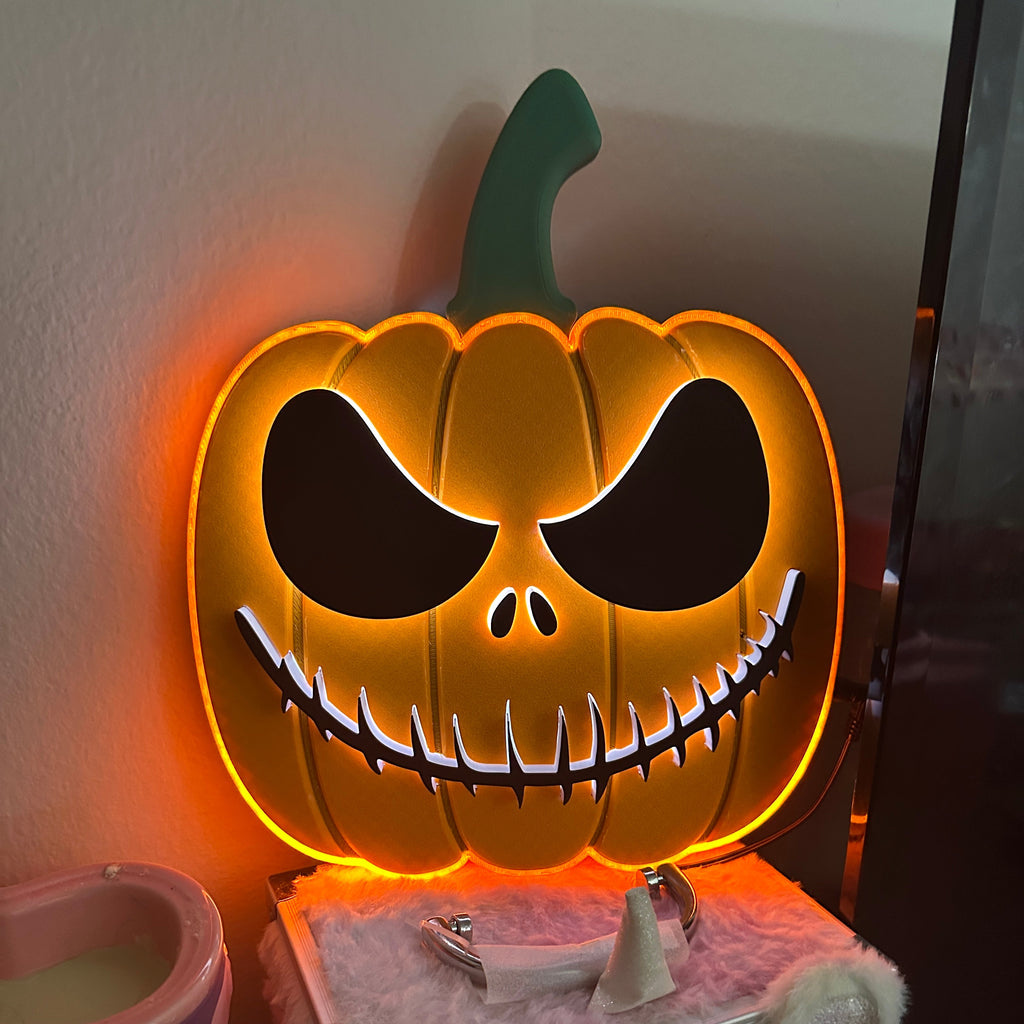 Jack Skellington Light-Up Pumpkin Sign