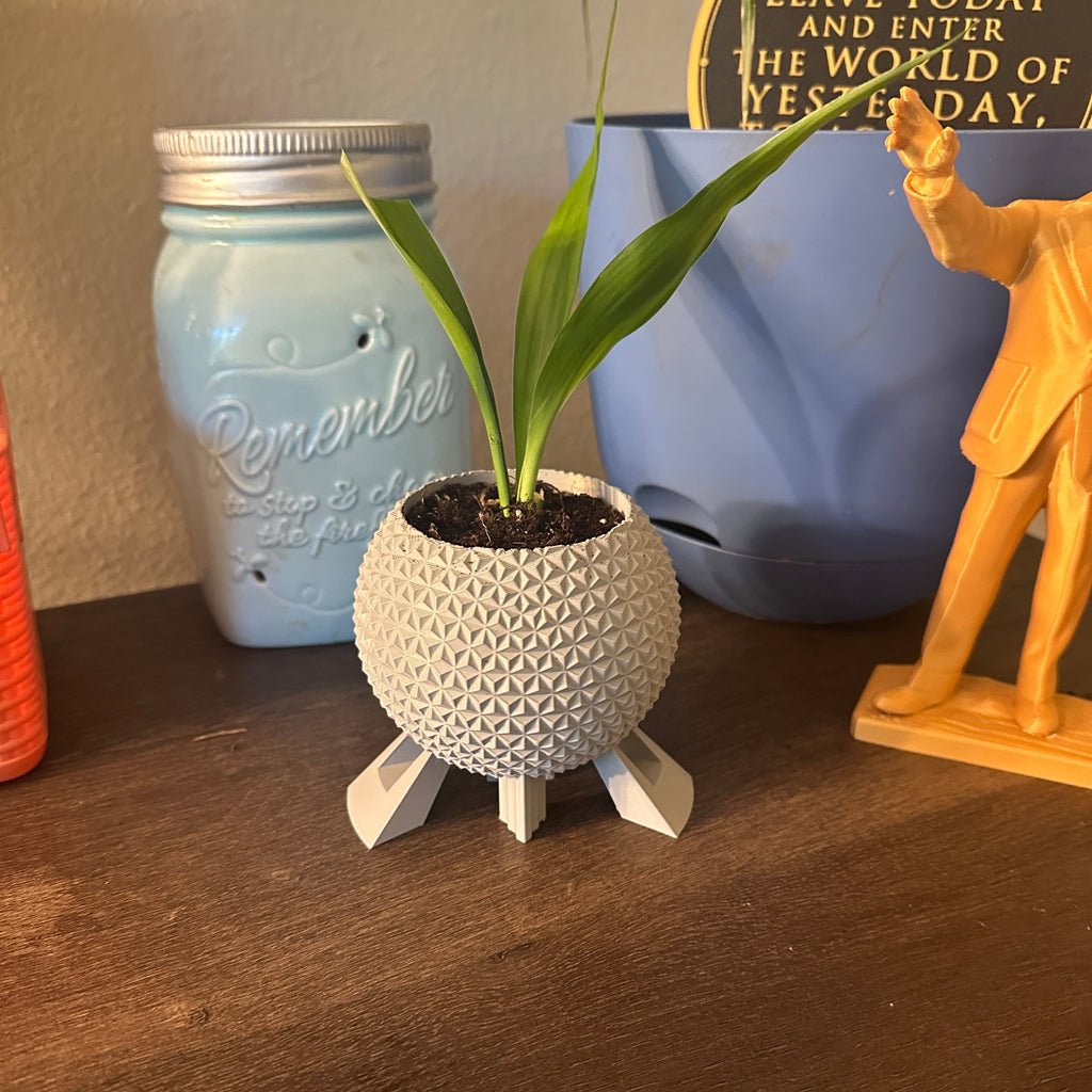 Spaceship Earth Planter with Succulent